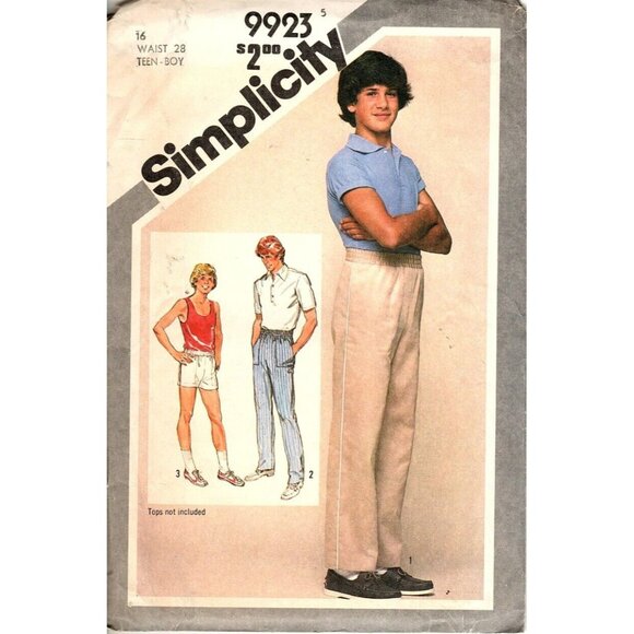 Simplicity 9923 Teen Boys 16 Pull On Pants or Shorts Uncut Sewing Pattern - Picture 1 of 2